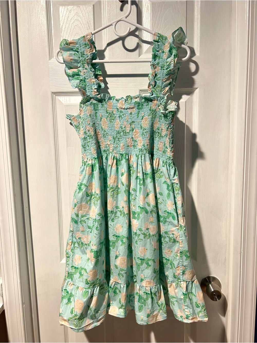 Hill House Elizabeth Mini Nap Dress Size XL Blue Roses Cotton